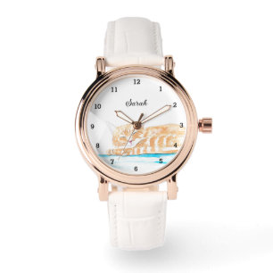 Schattigee Kitten Tabby Cat Animal Girly Vrouw Horloge