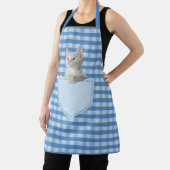 Schattigee kitten valse pocket illusie 3D blauw ch Schort (Insitu)