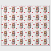 Schattigee kitten verpakt in kerstverlichting klei cadeaupapier (Vlak)