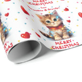 Schattigee kitten verpakt in kerstverlichting klei cadeaupapier (Rol Hoek)