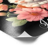 Schattigee kitten witte kat in bloem zwart geperso foto afdruk (Hoek)