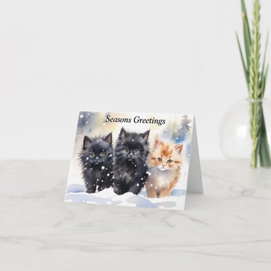 Schattigee Kitten Xmas Kaart (Voorkant)