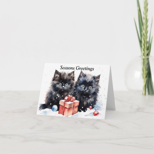 Schattigee Kitten Xmas Kaart (Voorkant)