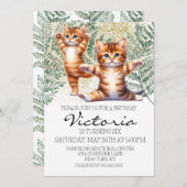 Schattigee kitten yoga groen verjaardagsfeest kaart (Voorkant / Achterkant)