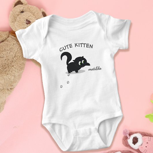 Schattigee kitten zwart kat meisje naam Baby bodys Romper