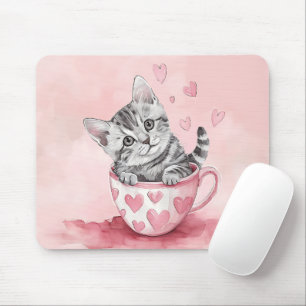 SCHATTIGEE KITTENKAT IN VALENTIJNSDAG THEEKOP MUISMAT