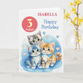 Schattigee Kittens Aangepaste naam Leeftijd Kinder Kaart (Gele Bloem)