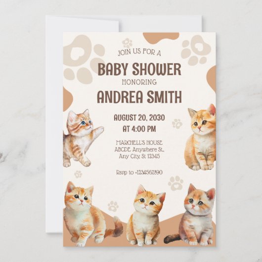 Schattigee kittens baby shower Uitnodiging (Voorkant)