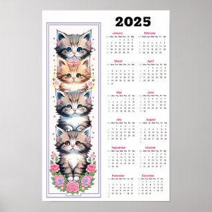 Schattigee Kittens en bloemen 2025 Kalender Poster