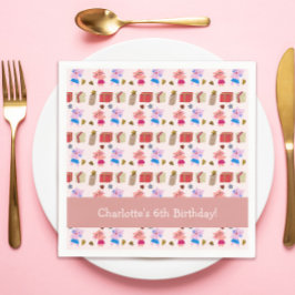 Schattigee Kittens en geschenken Patroon Roze Kids Servet