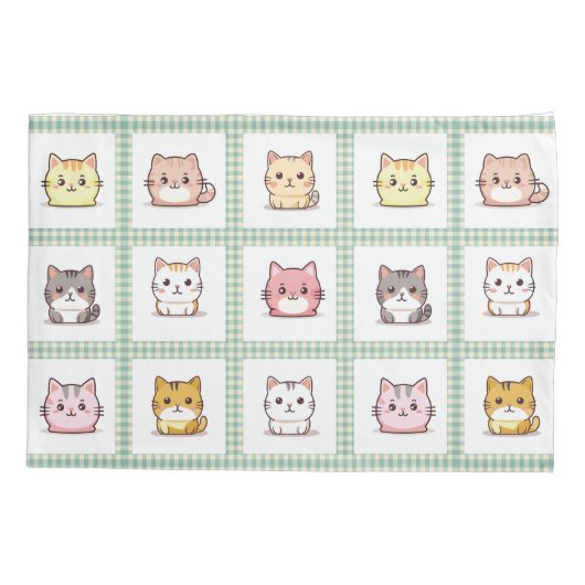 Schattigee Kittens Gingham Kussensloop (Achterkant-Links)