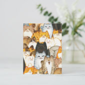 Schattigee kittens hand getekend patroon briefkaart (Staand voorkant)