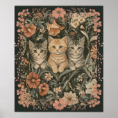 Schattigee Kittens in de stijl van William Morris Poster (Voorkant)