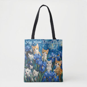 Schattigee Kittens in een Iris Field Van Gogh Styl Tote Bag