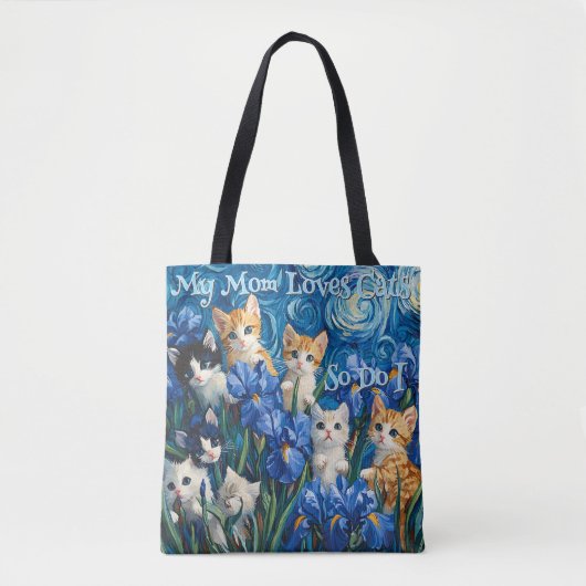 Schattigee Kittens in een Iris Field Van Gogh Styl Tote Bag (Voorkant)