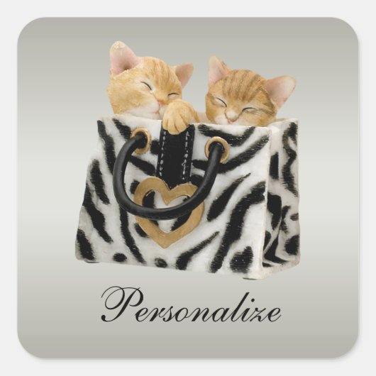 Schattigee Kittens in Zebra Print Handtas Stickers (Voorkant)