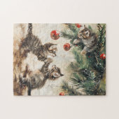 Schattigee Kittens kerstboom Legpuzzel (Horizontaal)