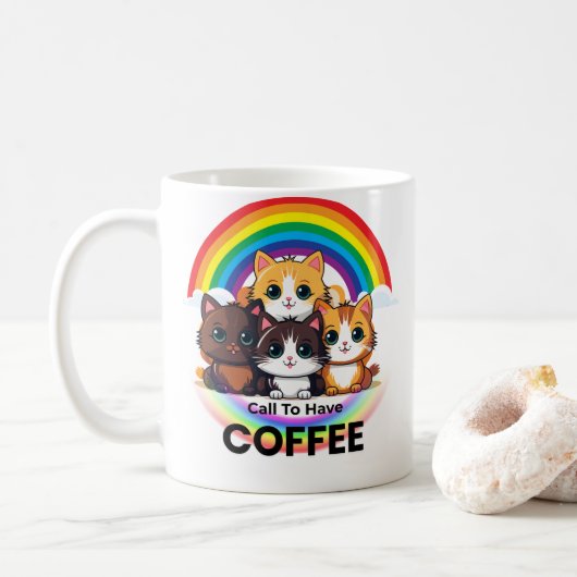 Schattigee Kittens Koffie Mok: Schattige Cat Lover Koffiemok (Met donut)
