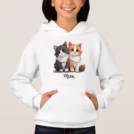 Schattigee Kittens Meows Design Hoodies. (Voorkant)