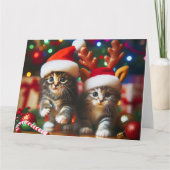 Schattigee kittens met Sinterklaas en rendieren pe Bedankkaart (Voorkant)