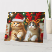 Schattigee kittens met Sinterklaas en rendieren pe Bedankkaart (Voorkant)
