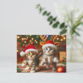 Schattigee kittens met Sinterklaas en rendieren pe Briefkaart (Staand voorkant)