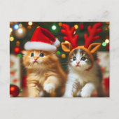 Schattigee kittens met Sinterklaas en rendieren pe Briefkaart (Voorkant)