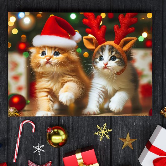 Schattigee kittens met Sinterklaas en rendieren pe Briefkaart