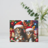 Schattigee kittens met Sinterklaas en rendieren pe Briefkaart (Staand voorkant)