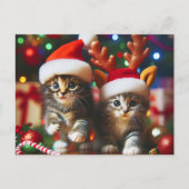 Schattigee kittens met Sinterklaas en rendieren pe Briefkaart (Voorkant)
