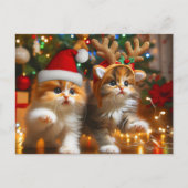 Schattigee kittens met Sinterklaas en rendieren pe Briefkaart (Voorkant)