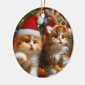 Schattigee kittens met Sinterklaas en rendieren pe Keramisch Ornament (Links)