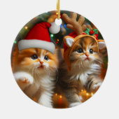 Schattigee kittens met Sinterklaas en rendieren pe Keramisch Ornament (Achterkant)