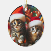 Schattigee kittens met Sinterklaas en rendieren pe Keramisch Ornament (Links)