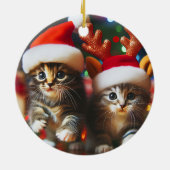 Schattigee kittens met Sinterklaas en rendieren pe Keramisch Ornament (Achterkant)