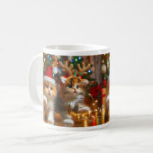 Schattigee kittens met Sinterklaas en rendieren pe Koffiemok (Voorkant links)