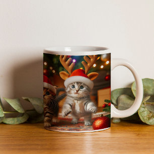 Schattigee kittens met Sinterklaas en rendieren pe Koffiemok