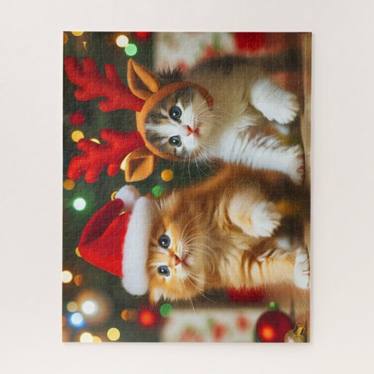 Schattigee kittens met Sinterklaas en rendieren pe Legpuzzel (Verticaal)