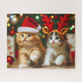 Schattigee kittens met Sinterklaas en rendieren pe Legpuzzel (Horizontaal)