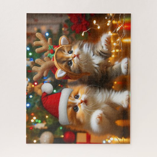 Schattigee kittens met Sinterklaas en rendieren pe Legpuzzel (Verticaal)