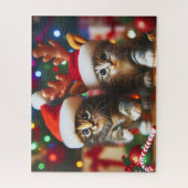 Schattigee kittens met Sinterklaas en rendieren pe Legpuzzel (Verticaal)