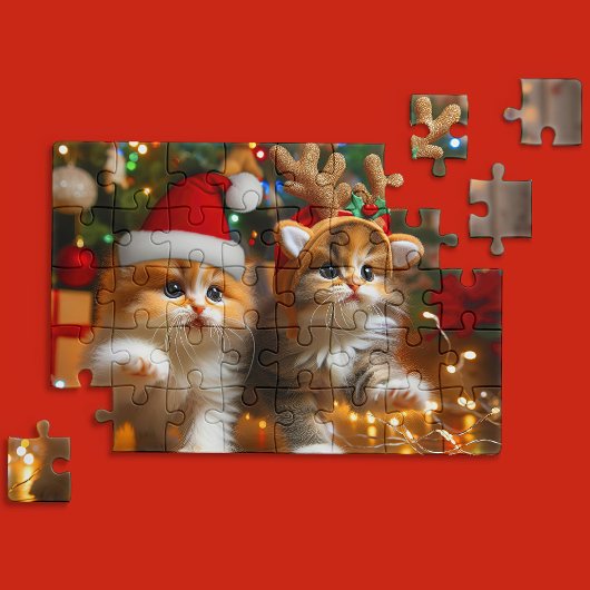 Schattigee kittens met Sinterklaas en rendieren pe Legpuzzel