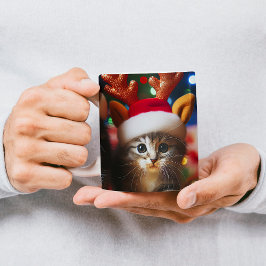 Schattigee kittens met Sinterklaas en rendieren pe Magische Mok