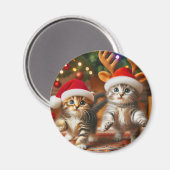 Schattigee kittens met Sinterklaas en rendieren pe Magneet (Voorkant / Achterkant)