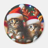 Schattigee kittens met Sinterklaas en rendieren pe Magneet (Voorkant)