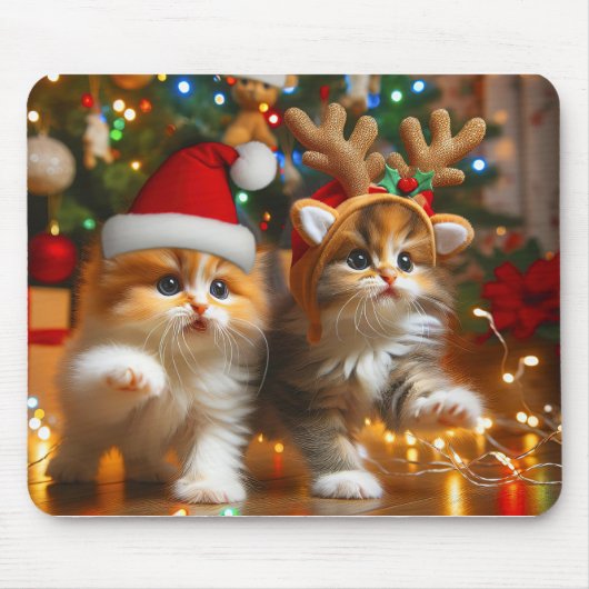 Schattigee kittens met Sinterklaas en rendieren pe Muismat (Voorkant)