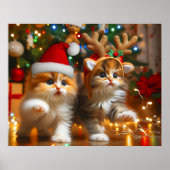 Schattigee kittens met Sinterklaas en rendieren pe Poster (Voorkant)