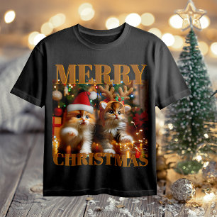 Schattigee kittens met Sinterklaas en rendieren pe T-shirt