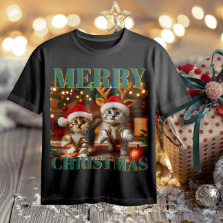 Schattigee kittens met Sinterklaas en rendieren pe T-shirt