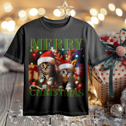 Schattigee kittens met Sinterklaas en rendieren pe T-shirt